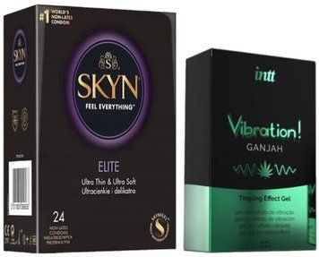 Набор из SKYN Elite (24 шт) + Жидкий вибратор Intt Vibration Ganjah (15 мл) SOS10110 фото