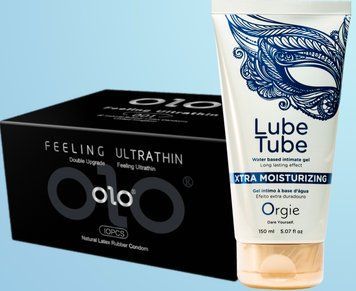 Набор OLO - ультратонкий -001 (10 штук) + Лубрикант LUBE TUBE XTRA, 150 мл ORGIE SOS4500 фото