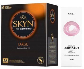 Комплект Лубрикант Satisfyer Juicy Lubricant Booty Silicon 150 мл + SKYN Large 36 шт SOS12664 фото