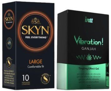 Набір з 10 шт SKYN Large + Рідкий вібратор Intt Vibration Ganjah (15 мл)  SOS10310 фото