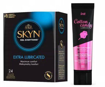 Набір : Skyn Exstra Lube 24 шт та Лубрикант Intt Cotton Candy (100 мл) SOS70 фото