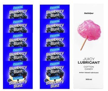 Комплект Pasante Blueberry 10шт. + Лубрикант Satisfyer Juicy Lubricant Cotton Candy 300 мл SOS11663 фото