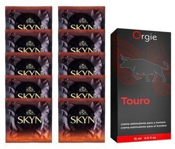 Комплект Skyn Warming 10 шт + Orgie TOURO Power Cream (15 мл)  SOS14434 фото