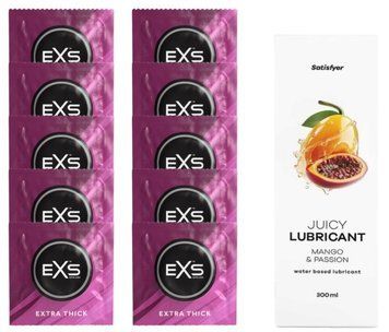 Набор: EXS Extra Thick 10 шт. + Лубрикант Satisfyer Mango & Passion 300 мл SOS11171 фото
