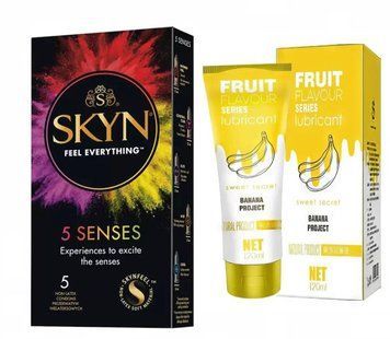 Набір : SKYN 5 Senses та Лубрикант OLO SWEET SECRET с ароматом банана 120ml SOS53 фото