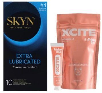 Набор из SKYN Extra Lube (10 шт) + Жидкий вибратор Friday Bae XCITE (15 мл) SOS10160 фото