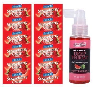 Pasante Strawberry Crush 10 шт + Doc Johnson GoodHead &ndash; Watermelon, 59 мл SOS13958 фото