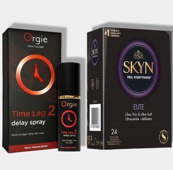 SKYN Elite 24 шт + Пролонгатор TIME LAG 2, 10 мл SOS5755 фото
