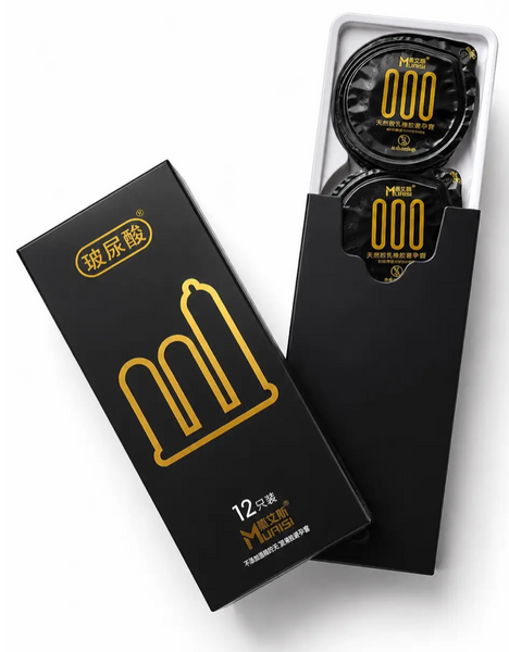 Премиальные презервативы Muaisi 001 Black с гиалуроновой кислотой (12 шт) MI20 фото