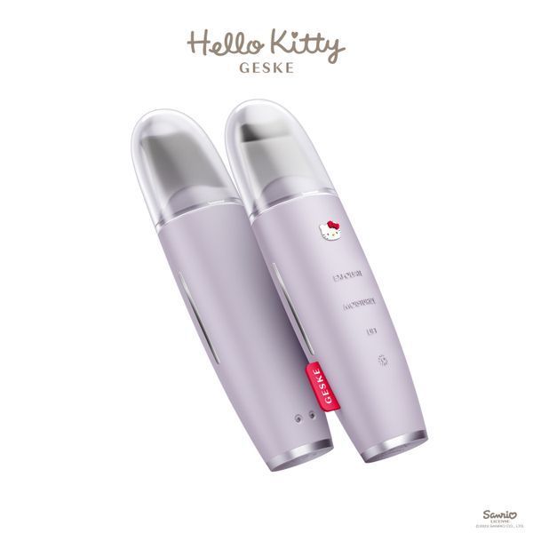 Микротоковый скраббер для кожи и устранение черных точек GESKE MicroCurrent Skin Scrubber&Blackhead Remover 9в1 Hello Kitty purple HB0252 фото