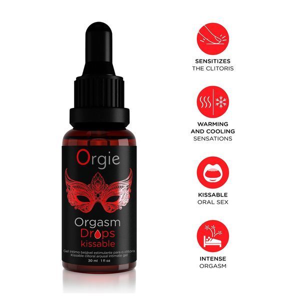 Збуджувальні краплі для клітора Orgie Orgasm Drops Kissable, 30 мл, тепло-холод, смак яблука з корицею SX1531 фото