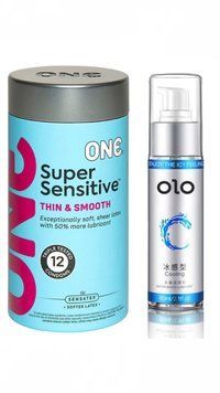 Набір ONE Super Sensitive Pack 12 шт + Лубрикант охолоджуючий на водній основі OLO 60 мл  SOS1140 фото