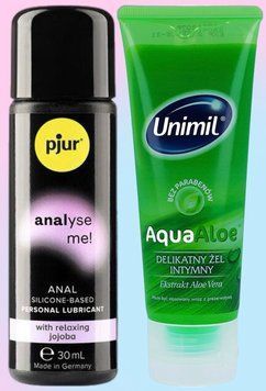 Набор лубрикантов pjur analyse me! Relaxing jojoba silicone 30 мл + Лубрикант Unimil Aloe 80 мл LB645 фото
