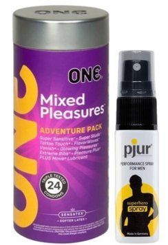 Набор из 24 шт ONE Mixed Pleasures + Пролонгатор pjur Superhero Spray 20 мл SOS9340 фото