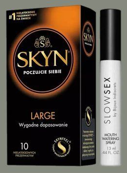 Комплект SKYN Large 10 шт + Спрей для посилення слиновиділення Bijoux Indiscrets Slow Sex Mouthwatering spray SOS5597 фото