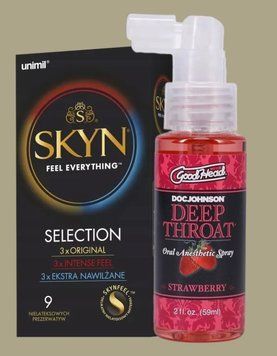 Набір Skyn Selection 9 шт + Спрей Doc Johnson GoodHead DeepThroat Spray - Sweet Strawberry 59 мл SOS5066 фото