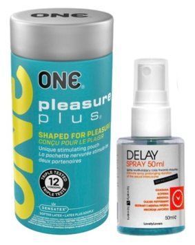 Набор из ONE Pleasure Plus 12 шт + Пролонгатор LOVELY LOVERS DELAY SPRAY 50 ML SOS9540 фото