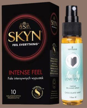 Комплект SKYN Intense Feel 10 шт + Спрей  Sensuva Deeply Love You Chocolate Mint (29 мл) SOS5641 фото