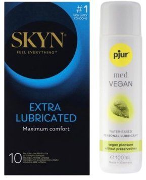 Комплект Skyn Exstra Lube 10 шт + pjur MED Vegan Glide 100 мл SOS13302 фото