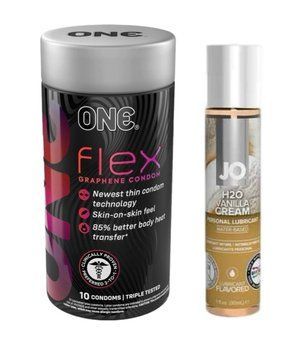 ONE Flex 10 шт. + Змазка на водній основі System JO H2O &mdash; Vanilla Cream (30 мл)  SOS6373 фото