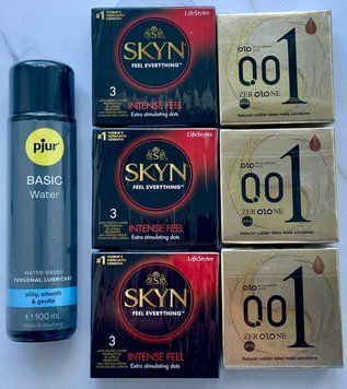 Набор 18 шт OLO Лед и Пламя 001 + Skyn ​​Intense Feel + Лубрикант pjur Basic Waterbased, 100 мл SOS3836 фото