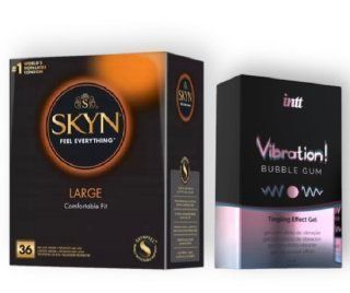 SKYN Large, 36 шт + Intt Vibration Bubble Gum (15 мл) SOS6865 фото