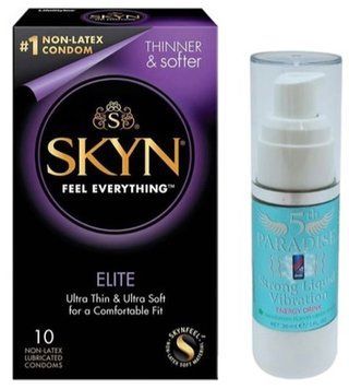 Набір з SKYN Elite (10 шт) + Рідкий вібратор потужний смак: 5th Paradise Liquid Vibrator Енергетичний напій (30 мл) SOS9750 фото