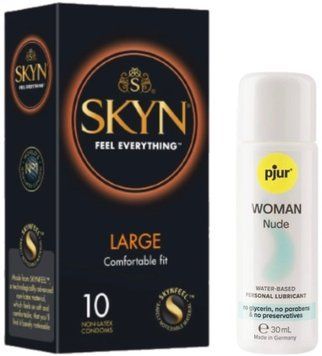 Набір Skyn Large 10 шт + pjur Woman Nude 30 мл SOS13352 фото