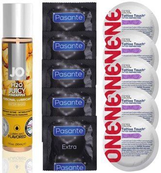 Набор 10 шт Pasante Extra и ONE Tattoo Touch + System JO H2O &mdash; Juicy Pineapple (30 мл) SOS4871 фото