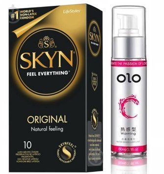 Набір :  SKYN Original 10 шт та Лубрикант OLO зігріваючий 60 мл sos101 фото