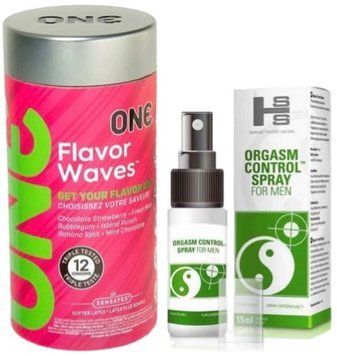 Набор из 12 шт ONE Flavor Waves + Пролонгатор SEXUAL HEALTH SERIES ORGASM CONTROL SPRAY, 15 МЛ SOS9313 фото