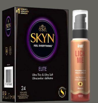 Набор SKYN Elite, 24 шт+ Гель INTT Lick Me Kissable Gel Peach 50 мл SOS5355 фото