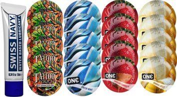 Набор из Swiss Navy Water-Based 10 мл + ONE Tattoo + ONE Mint + ONEChocolateStrawberry + ONEBanana SOS8539 фото