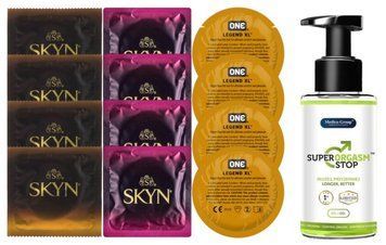 Комплект: Пролонгатор Super Orgasm Stop Гель (150 мл) + 8 шт SKYN + 4 шт 𝐎𝐍𝐄 𝐋𝐞𝐠𝐞𝐧𝐝 𝐗𝐋 SOS10774 фото