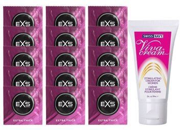 Комплект EXS Extra Thick 15 шт + Swiss Navy Viva Cream SOS14700 фото