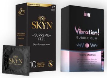 Skyn Supreme Feel 10 шт + Intt Vibration Bubble Gum (15 мл) SOS7099 фото