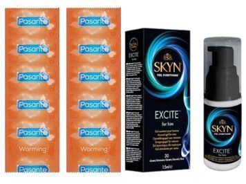 Комплект Pasante Warming 10 шт + Skyn Excite Stimulating Gel For Him (15 мл) SOS14370 фото