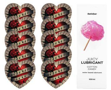 Комплект Pasante Heart 10шт. + Лубрикант Satisfyer Juicy Lubricant Cotton Candy 300 мл SOS11549 фото