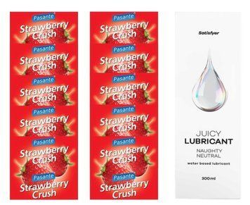 Комплект Pasante Strawberry 10шт. + Лубрикант Satisfyer Juicy Lubricant Naughty Neutral 300 мл SOS11649 фото