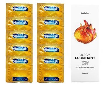 Набор Pasante Naturelle 10 шт. + Лубрикант Satisfyer Warm Wave (300 мл) SOS12048 фото