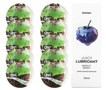 Комплект ONE Mint Chocolate 10 шт. + Лубрикант Satisfyer Juicy Lubricant Breezy Berry (300 мл) SOS12398 фото