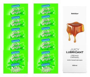Комплект Pasante Mint 10шт. + Лубрикант Satisfyer Juicy Lubricant Creamy Caramel 300 мл SOS11699 фото