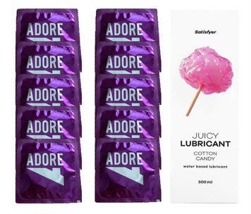 Набір: Pasante Adore 10 шт. + Лубрикант Satisfyer Juicy Lubricant Cotton Candy (300 мл) SOS12098 фото