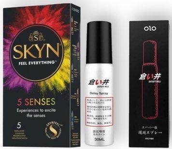 Набор из SKYN 5 Senses + Пролонгатор OLO 30 мл (спрей) satisfy well SOS8843 фото