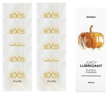 Набор: EXS Pure 10 шт. + Лубрикант Satisfyer Playful Pumpkin 300 мл SOS11207 фото