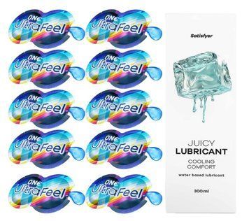 Комплект 𝐎𝐍𝐄 𝐔𝐥𝐭𝐫𝐚𝐅𝐞𝐞𝐥 10 шт. + Лубрикант Satisfyer Juicy Lubricant Cooling Comfort (300 мл) SOS12298 фото