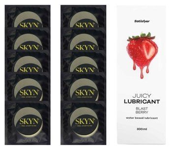Комплект SKYN Pina Colada 10 шт. + Лубрикант Satisfyer Juicy Lubricant Blast Berry 300 мл SOS12550 фото