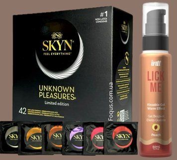 Набір SKYN Pleasures, 42 шт-6 видів + Гель  INTT Lick Me Kissable Gel Peach 50 мл SOS5178 фото