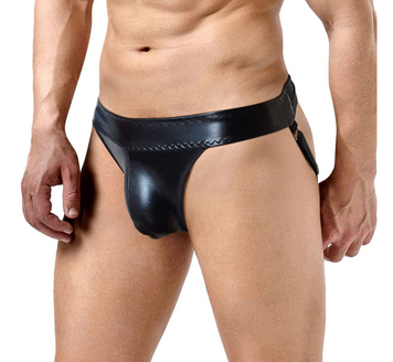Мужские виниловые трусы с интимным вырезом Art of Sex Atlante, черные (L, XL, 2XL) SO9668 фото