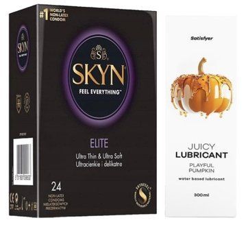 Комплект Лубрикант Satisfyer Juicy Playful Pumpkin 300 мл + SKYN Elite 24 шт SOS12868 фото